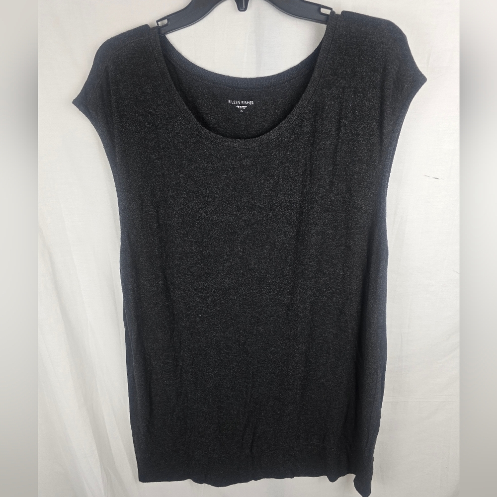 Eileen Fisher Jersey Tank Elegant Charcoal Gray Women's Tunic Sz XL